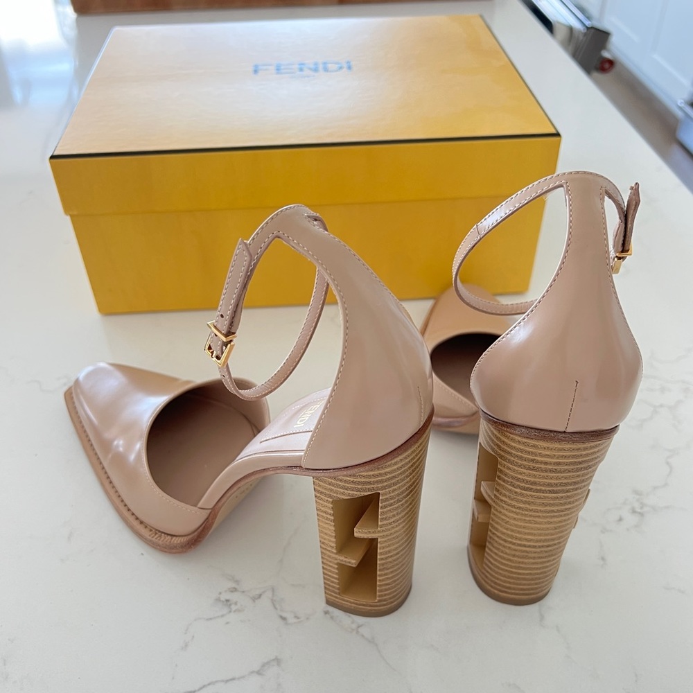 Fendi Jacquard Cut Out Block Heels